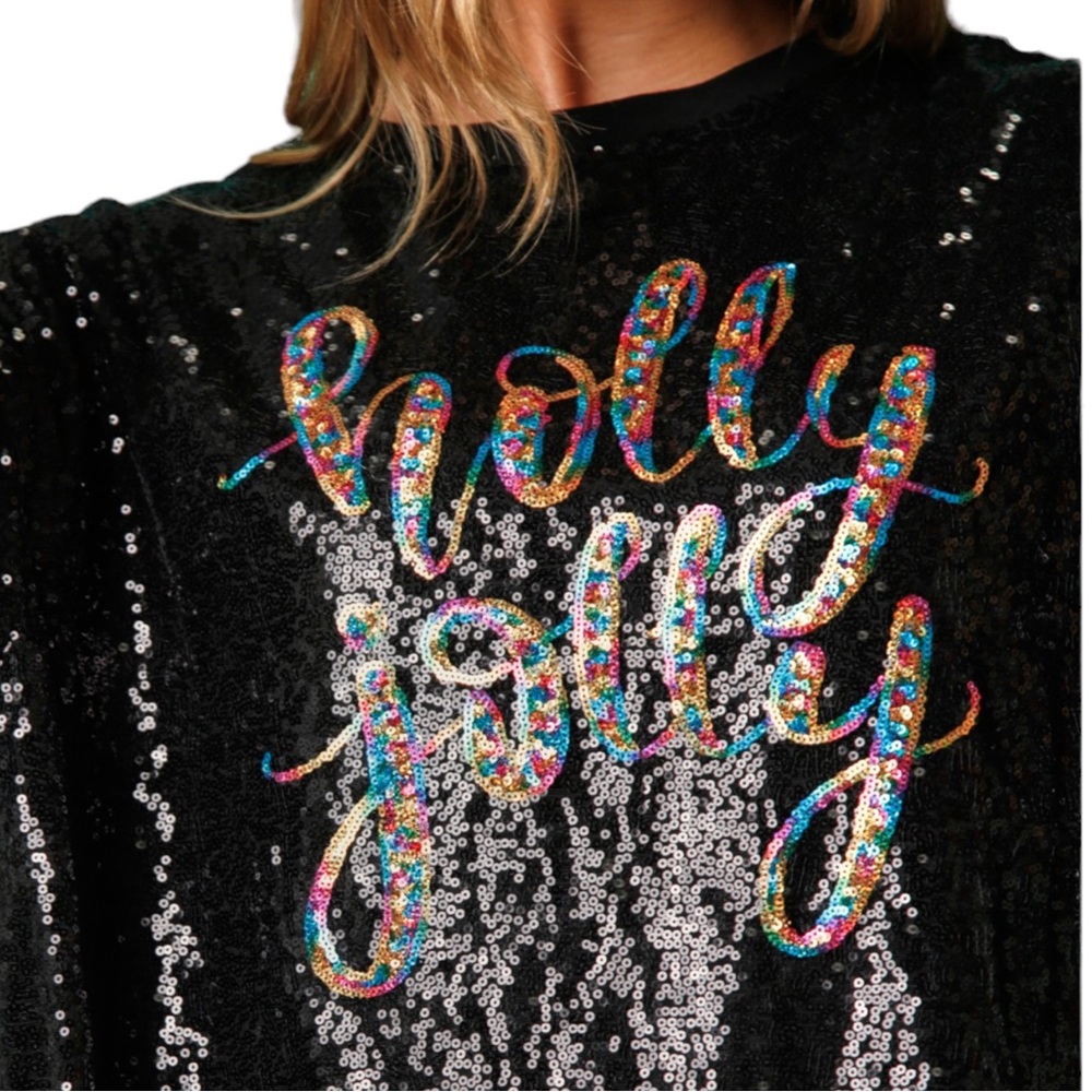 Sequin FESTIVE ‘Holly Jolly' Sequin Holiday Dress Small Fits Oversized - Picture 11 of 12
